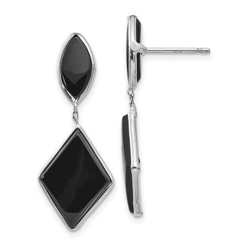 14k-white-gold-onyx-dangle-post-earrings-SolomonJeweler-Wichita-KS-CustomJewelry