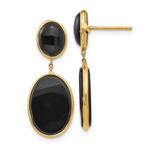 14k-onyx-oval-dangle-earrings-SolomonJeweler-Wichita-KS-CustomJewelry