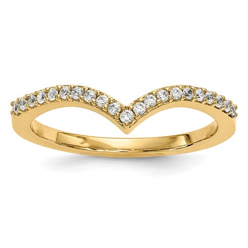 14k diamond V ring from Solomon Jewelers featuring sparkling diamonds in a sleek gold band.