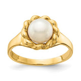 14K white gold pearl ring with 6-7mm button-shaped freshwater cultured pearls, elegant jewelry piece by Solomon Jewelers