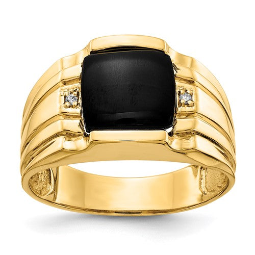 14k AAA Diamond men's ring featuring a sleek band with sparkling diamonds, crafted by Solomon Jewelers.