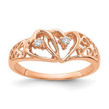 14k rose gold diamond heart ring from Solomon Jewelers, featuring a delicate heart design with sparkling diamonds.