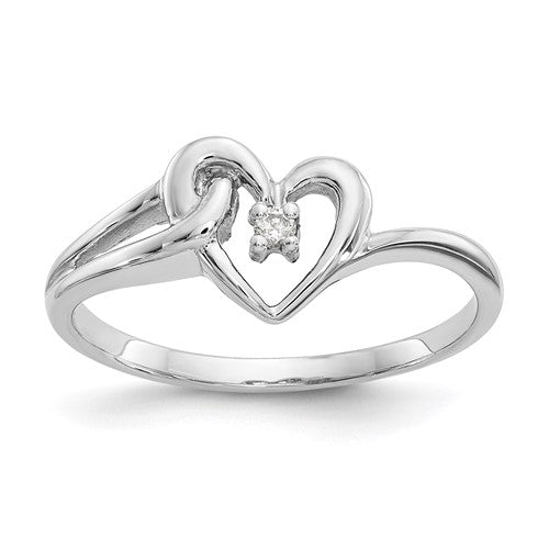 14k white gold polished heart-shaped diamond ring with AA quality diamonds, jewelry ring from Solomon Jewelers