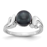 14k white gold ring with a 7mm black freshwater cultured pearl from Solomon Jewelers, showcasing elegant jewelry design.