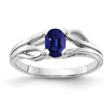 14k white gold oval sapphire ring with a 6x4mm center stone, elegant jewelry piece from Solomon Jewelers.