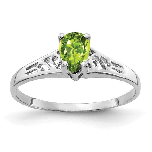 14k-white-gold-6x4mm-pear-peridot-ring-SolomonJeweler-Wichita-KS-CustomJewelry