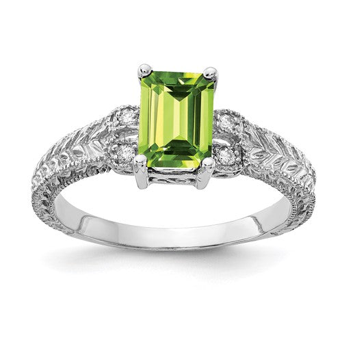 14k-white-gold-7x5mm-emerald-cut-peridot-aa-diamond-ring-SolomonJeweler-Wichita-KS-CustomJewelry