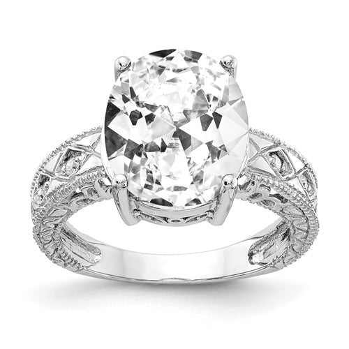 14k white gold oval cubic zirconia AA diamond ring with 12x10mm stone, jewelry ring from Solomon Jewelers