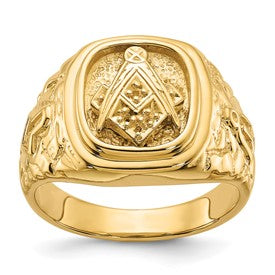 14k-polished-and-nugget-texture-masonic-ring-mounting-SolomonJeweler-Wichita-KS-CustomJewelry