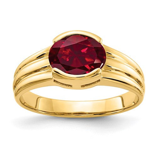 14k-8x6mm-oval-created-ruby-ring-SolomonJeweler-Wichita-KS-CustomJewelry
