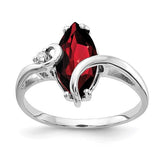 14k white gold marquise garnet and diamond ring with 12x6mm stones, elegant jewelry piece from Solomon Jewelers.
