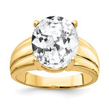 14k gold oval cubic zirconia ring with 12x10mm stone, jewelry ring by Solomon Jewelers, showcasing elegant design and sparkle.
