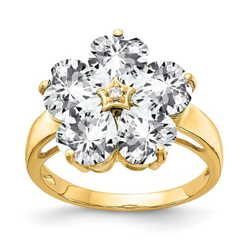 14k gold heart-shaped cubic zirconia ring with AA diamond sparkle, elegant jewelry by Solomon Jewelers.