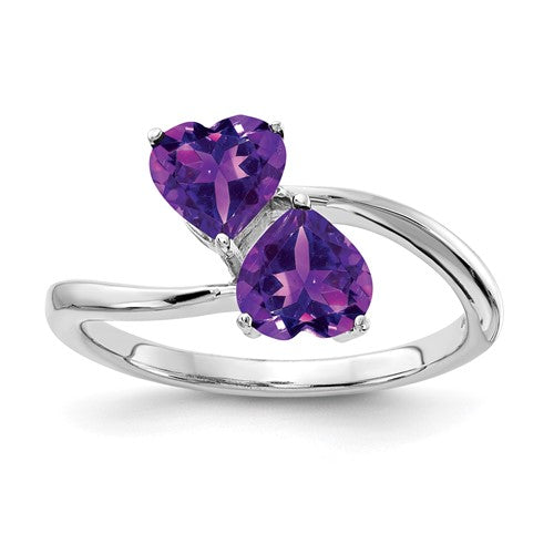 14k white gold heart-shaped amethyst ring with 5mm gemstone, elegant jewelry piece from Solomon Jewelers.