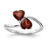 14k white gold heart-shaped garnet ring with 5mm gemstone, elegant jewelry piece from Solomon Jewelers.