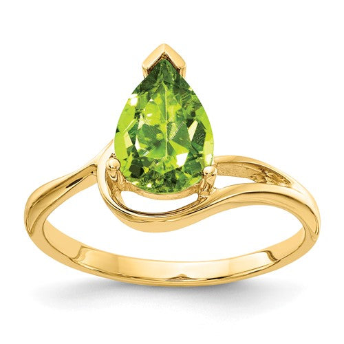 14k-9x6mm-pear-peridot-ring-SolomonJeweler-Wichita-KS-CustomJewelry
