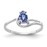 14k white gold ring featuring a 6x4mm pear-shaped Tanzanite gemstone, elegant jewelry ring by Solomon Jewelers