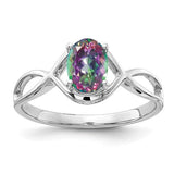 14k white gold oval fire topaz ring with a 7x5mm gemstone, elegant jewelry piece from Solomon Jewelers.