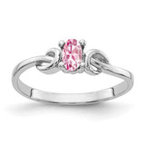 14k white gold ring featuring a 5x3mm oval pink tourmaline gemstone, elegant jewelry piece from Solomon Jewelers.