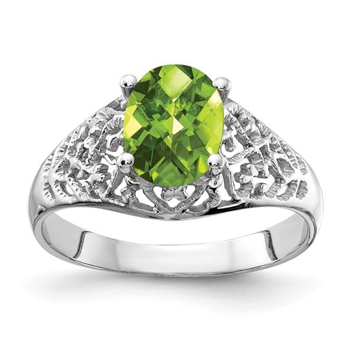 14k-white-gold-8x6mm-oval-peridot-checker-ring-SolomonJeweler-Wichita-KS-CustomJewelry