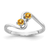 14k white gold Citrine ring with a 3mm gemstone, elegant jewelry piece from Solomon Jewelers.