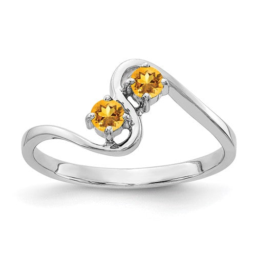 14k white gold Citrine ring with a 3mm gemstone, elegant jewelry piece from Solomon Jewelers.