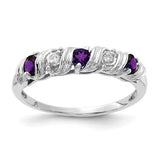 14k white gold amethyst and AA diamond ring featuring a 2.75mm gemstone, crafted by Solomon Jewelers.