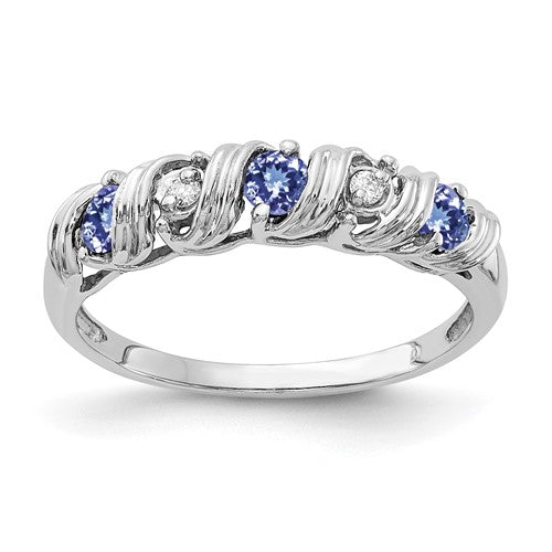 14k white gold Tanzanite and AA diamond ring featuring a 2.75mm gemstone, elegant jewelry piece from Solomon Jewelers.