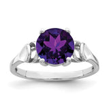 14k white gold amethyst ring featuring an 8mm oval gemstone, elegant jewelry piece from Solomon Jewelers.