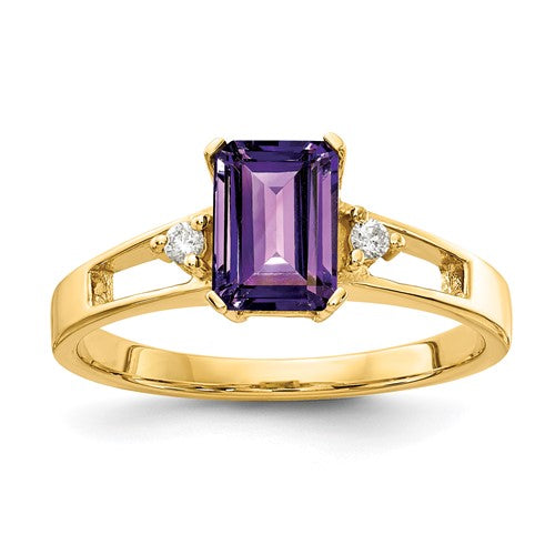 14k-7x5mm-emerald-cut-amethyst-a-diamond-ring-SolomonJeweler-Wichita-KS-CustomJewelry