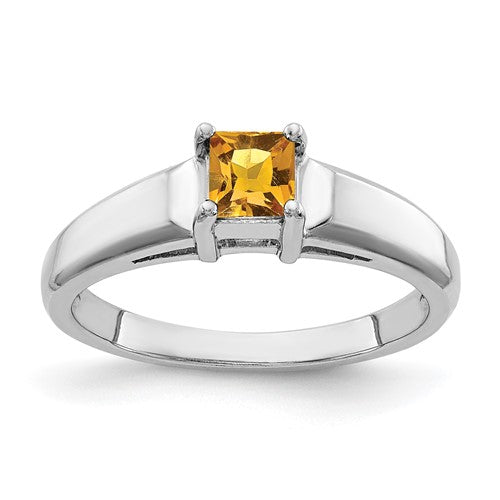14k-white-gold-4mm-princess-cut-citrine-ring-SolomonJeweler-Wichita-KS-CustomJewelry