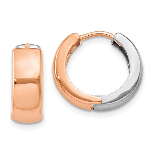 14k-two-tone-white-and-rose-gold-hinged-hoop-earrings-SolomonJeweler-Wichita-KS-CustomJewelry