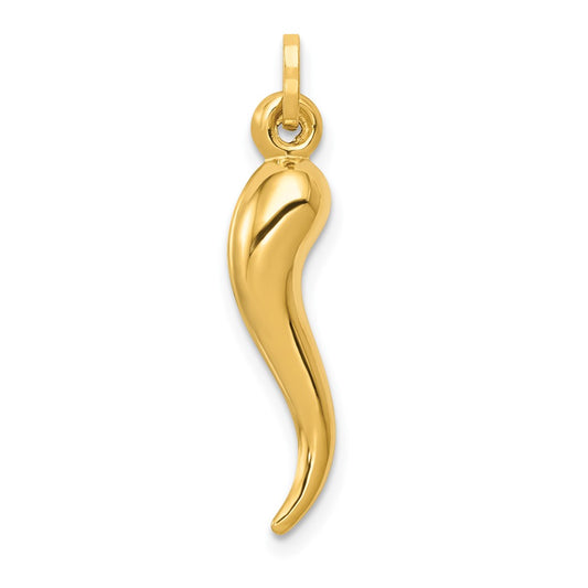 14k Hollow 3D Italian Horn Charm - Solomon Jewelers