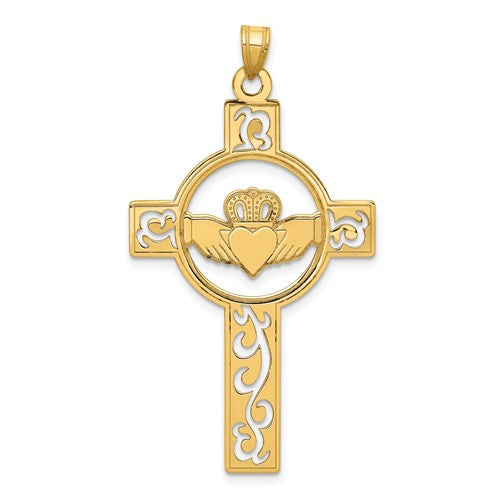14k-laser-cut-claddagh-cross-charm-SolomonJeweler-Wichita-KS-CustomJewelry