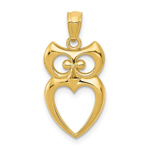 14k-gold-polished-cut-out-owl-pendant-SolomonJeweler-Wichita-KS-CustomJewelry