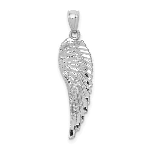 14k-white-gold-polished-and-textured-angel-wing-pendant-SolomonJeweler-Wichita-KS-CustomJewelry