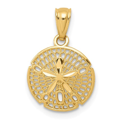 14k-gold-polished-filigree-sand-dollar-pendant-SolomonJeweler-Wichita-KS-CustomJewelry