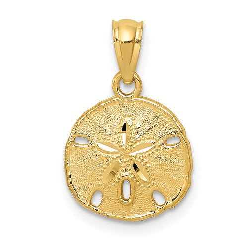 14k-gold-polished-and-textured-sand-dollar-pendant-SolomonJeweler-Wichita-KS-CustomJewelry