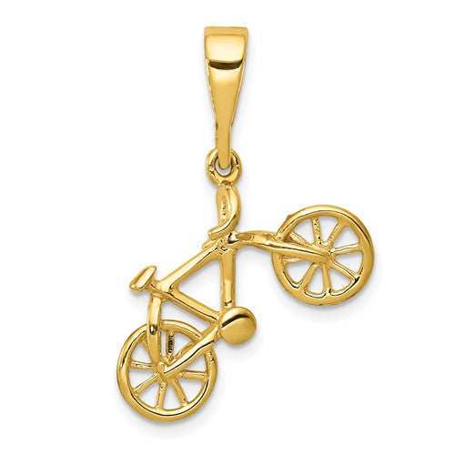 14kt-yellow-gold-polished-3d-bicycle-pendant-SolomonJeweler-Wichita-KS-CustomJewelry