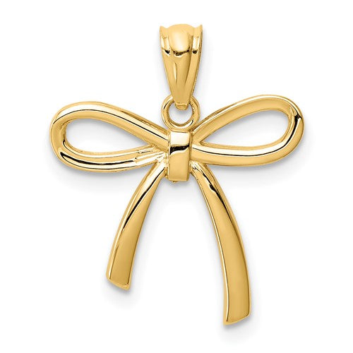 14k-gold-polished-small-ribbon-bow-pendant-SolomonJeweler-Wichita-KS-CustomJewelry
