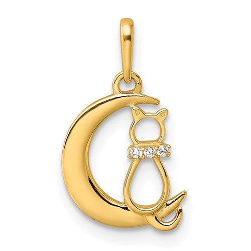 14k-childrens-cz-cat-and-moon-pendant-SolomonJeweler-Wichita-KS-CustomJewelry