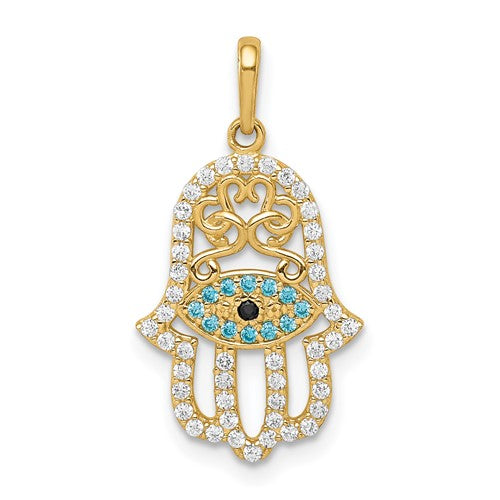 14k-multi-colored-cz-hamsa-pendant-SolomonJeweler-Wichita-KS-CustomJewelry