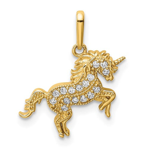 14k-rearing-unicorn-cz-pendant-SolomonJeweler-Wichita-KS-CustomJewelry