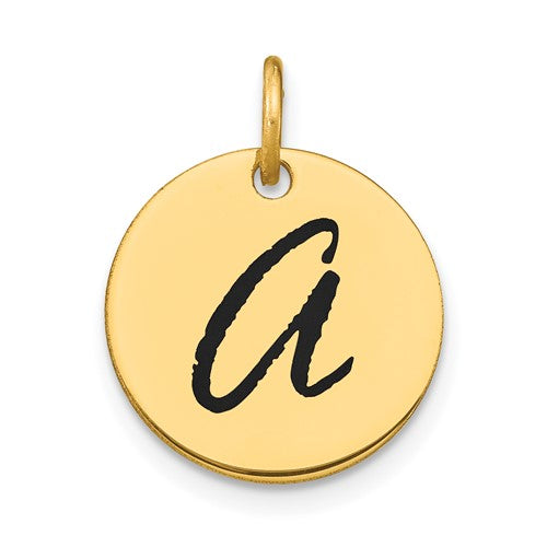 14k-polished-black-enamel-letter-a-initial-disk-charm-SolomonJeweler-Wichita-KS-CustomJewelry