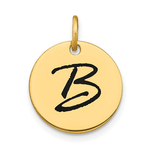 14k-polished-black-enamel-letter-b-initial-disk-charm-SolomonJeweler-Wichita-KS-CustomJewelry