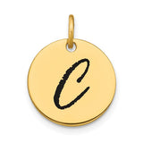 14k-polished-black-enamel-letter-c-initial-disk-charm-SolomonJeweler-Wichita-KS-CustomJewelry