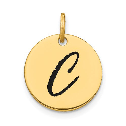 14k-polished-black-enamel-letter-c-initial-disk-charm-SolomonJeweler-Wichita-KS-CustomJewelry