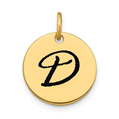 14k-polished-black-enamel-letter-d-initial-disk-charm-SolomonJeweler-Wichita-KS-CustomJewelry