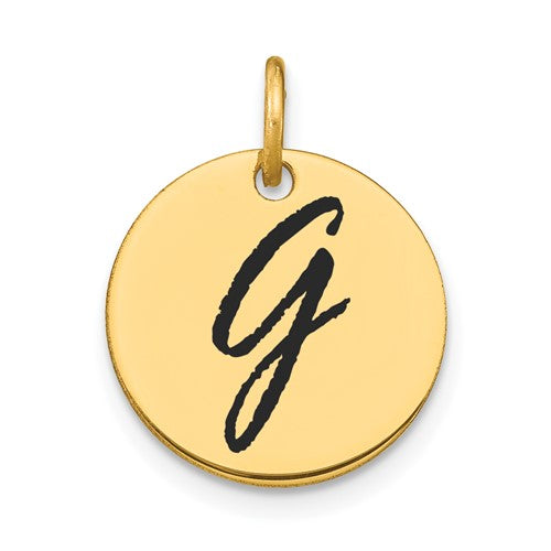 14k-polished-black-enamel-letter-g-initial-disk-charm-SolomonJeweler-Wichita-KS-CustomJewelry