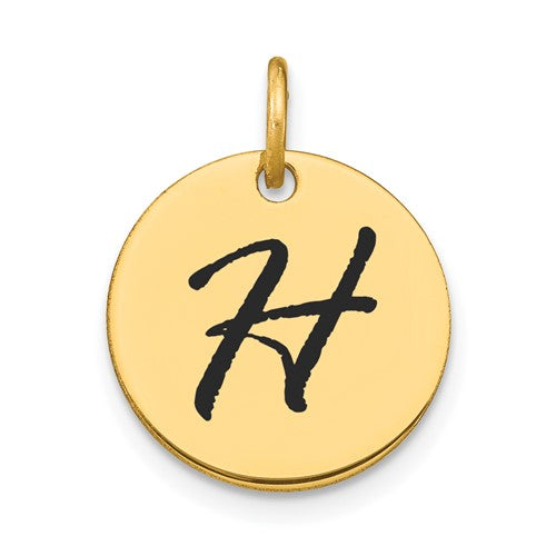 14k-polished-black-enamel-letter-h-initial-disk-charm-SolomonJeweler-Wichita-KS-CustomJewelry